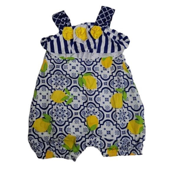 COUNTING DAISIES romper lemon fruit print floral rosette‎ cotton 18M - Picture 1 of 7